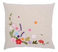 VERVACO Stickpackung Vorgedruckt Kissen Stickerei Set Anfänger BUNTE WELT DER BLUMEN Stickset Kissenbezug Mit Reissverschluss Dekoratives Kissen ca. 40 x 40 cmDIY Deco Bastelset Haus Dekoration