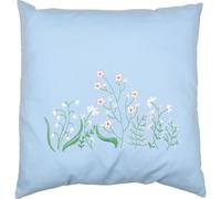 VERVACO Stickpackung Vorgedruckt Kissen Stickerei Set Anfänger PASTELLBLUMEN Stickset Kissenbezug Mit Reissverschluss Dekoratives Kissen 40 x 40 cm DIY Deco Bastelset Haus Dekoration