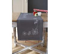 Vervaco Stickpackungen Kreuzstich Tischläufer DIY Set, Tischdecke zum Besticken mit Stickbild im modernen Design auf 100% Baumwoll Stoff und Stickgarn, Stickvorlage 40 x 100 cm