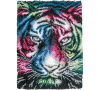 Vervaco Stickteppich zum Knüpfen von Tiger, Stickerei, DIY, Latch Hook, komplettes Set, Dekoration für Haus, Handarbeit, Kreativität, ca. 55 x 81 cm