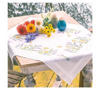 VERVACO Kreuzstich Stickpackungen Tischdecke Lavendel Stickdecken Vorgezeichnet Basteln Erwachsene Kreativ Set Vorgedruckte Decke Sticken ca. 80 x 80 cm Handarbeit Zubehör DIY Sticken Set