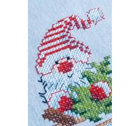 VERVACO Kreuzstich Stickpackungen Tischdecke Wichtel und Rentier Stickdecken Vorgezeichnet Basteln Erwachsene Kreativ Set Vorgedruckte Decke Sticken 80 x 80 cm Stickset Weihnachten DIY Sticken Set