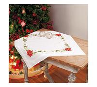 VERVACO Weihnachtsstern Stickdecken Basteln Erwachsene Kreativ Decke 80 x 80 cm Stickset DIY Sticken Set Stickpackung/Tischdecke im vorgedruckten/vorgezeichneten Kreuzstich, Baumwolle, Multicolor