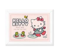 Vervaco Zählmuster Spaß im Regen Zählmusterpackung-Stickpackung im gezählten Kreuzstich, Baumwolle, Hello Kitty: Rainy Days, 34 x 24cm