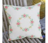 Vervaco Zählmuster Stickkissen Girlande mit Rosen, Baumwolle, Mehrfarbig, 35 x 35 x 0.3 cm