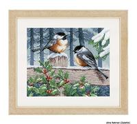 Vervaco Zählmuster Vögel im Winter Zählmusterpackung-Stickpackung im gezählten Kreuzstich, Baumwolle, Mehrfarbig, 29 x 23 x 0.3 cm