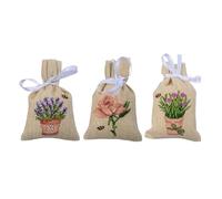 VERVACO Zählmusterpackung Stickset Säckchen BLUMENSET 3ER DIY Gezählter Kreuzstich Stickpackungen Basteln Erwachsene Kreativ Set 8 x 12 cm Stickset für Anfänger Stoffbeutel zum Sticken