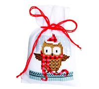 VERVACO Zählmusterpackung Stickset Säckchen Freunde von Weihnachten 3er DIY Gezählter Kreuzstich Stickpackungen Basteln Erwachsene Kreativ Set 8 x 12 cm Stickset für Anfänger Stoffbeutel zum Sticken