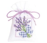 Vervaco Zählmusterpackung – Stickset Säckchen Lavendel mit Schleife, ca. 8 x 12 cm