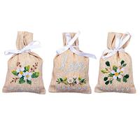 Vervaco Zählmusterpackung Stickset Säckchen Love 3er DIY Gezählter Kreuzstich Stickpackungen Basteln Erwachsene Kreativ Set 8 x 12 cm Stickset für Anfänger Stoffbeutel zum Sticken