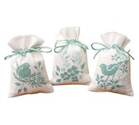 VERVACO Zählmusterpackung Stickset Säckchen Vögel & Blumen 3er DIY Gezählter Kreuzstich Stickpackungen Basteln Erwachsene Kreativ Set 8 x 12 cm Stickset für Anfänger Stoffbeutel zum Sticken