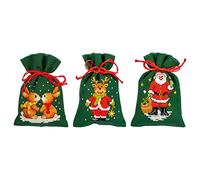 Vervaco Zählmuster-Stickset Säckchen Weihnachten 3er – Kreuzstich DIY 8 x 12 cm