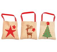 Vervaco Zählmuster-Stickset Weihnachten 3er 9 x 9 cm Stoffbeutel für Anfänger