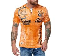 Verwaschenes Herren T-Shirt Sailing Club Slim Fit (Bis 5XL) 2879 (M-Slim, Orange 2879)