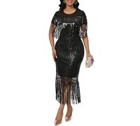 VERWIN Damensauce und erdröcke glänzende Streifen mit kurz ärmeln EIN ballkleid eine Party EIN cocktailkleid M Schwarz