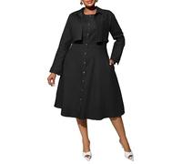 VERWIN Übergröße, zweiteiliges Jeanskleid mit Jacken, Midi-Kleid, Knopfleiste, Party, langärmelig, Hemdkleid, Outfits, Schwarz, XL Große Größen