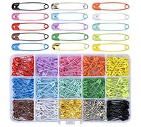 Vesaneae 300 Stück Bunte, 31mm Kleine Sicherheitsnadeln, Metall Rostbeständig, Nähzubehör Kit für Nähen Stricken Kleidung DIY Handwerk, 15 Farben