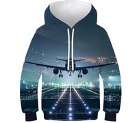 VesFy Cooles Flugzeug Sweatshirt Pullover 3D Druck Flugzeuge Hoody Jumper Hoodie Drawstring Streetwear Mit Tasche Eignung Jungen Und Mädchen Casual Langarm Unisex 10-12Y