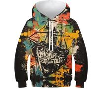 VesFy Graffiti-Boot Hoody Kapuzenpullover Pullover 3D Druck Bunte Kunst Sweatshirt Hoodie Drawstring Streetwear Mit Tasche Eignung Jungen Und Mädchen Casual Langarm Unisex 8-10Y