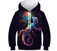 VesFy Kreativer Gecko Sweatshirt Hoody Kapuzenpullover Pullover 3D Druck Tier Drawstring Mit Tasche Hoodie Streetwear Eignung Jungen Und Mädchen Casual Langarm Unisex 6-7Y