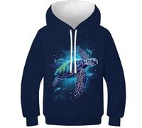 VesFy Schildkröte Sweatshirt Pullover Jumper Hoody 3D Druck Sport Hoodie Mit Tasche Streetwear Drawstring Eignung Jungen Und Mädchen Casual Langarm Unisex 11-13Y