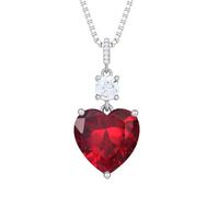 Vesitim Geburtsstein-Halskette für Frauen, Herz-Anhänger, Sterlingsilber, Schmuckgeschenk, Sterling Silber, Kreierter Rubin