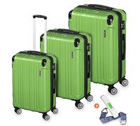 VESKA 3tlg. Hartschalenkofferset Hard Shell Reisekoffer Kofferset Trolley Koffer Hartschalenkoffer Reisekofferset Rollkoffer TSA Zahlenschloss 4 Rollen ABS-Hartschale M-L-XL (Oliv-grün)