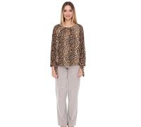 vestino Damen Bluse Off-Shoulder Carmen-Bluse mit Leoparden-Print Sommer-Shirt 900319 Beige/Schwarz S