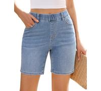 Vetinee Kurze Damen Hose Jeans Shorts Damen Sommer Indigo Cool Blue Größe M Passt für EU 38-40