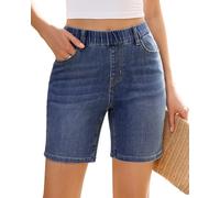 Vetinee Kurze Hose Damen Jeans Shorts Jeans Damen Indigo Dunkelblau Größe S Passt für EU 34-36