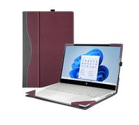 VEVOOD Laptop-Schutzhülle für HP Envy x360 Laptop 15t / 15z-XXX / 15-ed / 15-er / 15-ep / 15t-es100 ... All Inclusive Drop Case 15,6 Zoll (39,6 cm), PU-Leder, Innentasche (15,6 Zoll, Rotwein)