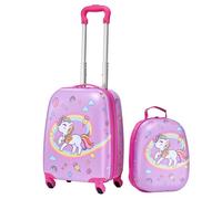 VEVOR 2 tlg. Kinderkoffer Set, 457,2 mm, Hartschalenkoffer mit Rollen & Rucksack, Kindertrolley, Kids Suitcase, perfekte Geschenke für Jungen und Mädchen, praktisch für Reisen & Fliegen (Einhorn)
