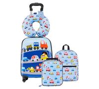 VEVOR 5 TLG. Kinderkoffer Set, 457,2 mm, Hartschalenkoffer mit Kindertrolley, Rucksack, Nackenkissen, Lunchbox & Kofferanhänge, Kofferset fürJungen & Mädchen, praktisch für Reisen Fliegen (Autos)