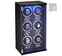 VEVOR Uhrenbeweger, Automatik-Uhrenbeweger, Watch Winder, Uhrenbeweger für Automatikuhren, Automatischer Uhrenbeweger mit Platz für 6 Uhren, LED Beleuchtung, 150-207 mm Einstellbare Riemenlänge