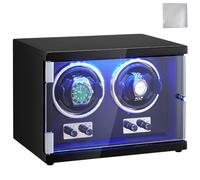 VEVOR Uhrenbeweger, Automatik-Uhrenbeweger, Watch Winder, Uhrenbeweger für Automatikuhren, Automatischer Uhrenbeweger mit Platz für 2 Uhren, LED Beleuchtung, 150-207 mm Einstellbare Riemenlänge