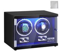 VEVOR Uhrenbeweger, Automatik-Uhrenbeweger, Watch Winder, Uhrenbeweger für Automatikuhren, Automatischer Uhrenbeweger mit Platz für 2 Uhren, LED Beleuchtung, 150-207 mm Einstellbare Riemenlänge