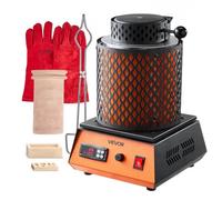 VEVOR digitaler Goldschmelzofen Maschine mit 5 kg Keramiktiegel, elektrischer Schmelzofen 1500 W max. 1150 ℃, Metallschmelzofen Set für Schmuckherstellung Metallbarren Metallkomponenten Schwarz