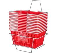 VEVOR Einkaufskorb, 12er-Set, 21 l robuster Einkaufskorb aus Kunststoff mit Griff und Ständer, 16,5 x 11,8 x 8,27 Zoll, tragbarer Einkaufskorb in Großpackung für den Lebensmitteleinkauf