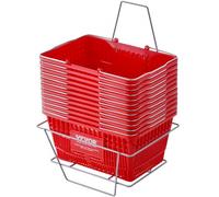 VEVOR Einkaufskorb, 12er-Set, 21 l robuster Einkaufskorb aus Kunststoff mit Metallgriff und Ständer, 42 x 30 x 21 cm, tragbarer Einkaufskorb für den Lebensmitteleinkauf im Einzelhandel, Supermarkt