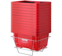 VEVOR Einkaufskorb, 12er-Set, 24 l robuster Einkaufskorb aus Kunststoff mit Griff und Ständer, 42 x 29 x 22 cm, tragbarer Einkaufskorb in Großpackung für den Lebensmitteleinkauf im Einzelhandel