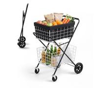 VEVOR Einkaufstrolley 2-Stöckig Einkaufswagen Faltbar mit 40kg Tragkraft