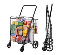 VEVOR Einkaufstrolley Einkaufswagen Klappbar 50 kg Belastbar, Einkaufsroller Handwagen Multifunktional , Shoppingtrolley Faltbar für Wäsche, Lebensmittel, Camping-Werkzeuge usw.