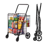 VEVOR Einkaufstrolley Einkaufswagen Klappbar 50 kg Belastbar, Einkaufsroller Handwagen Multifunktional , Shoppingtrolley Faltbar für Wäsche, Lebensmittel, Camping-Werkzeuge usw.