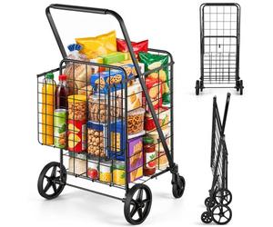 VEVOR Einkaufstrolley Einkaufswagen Klappbar 50 kg Belastbar, Einkaufsroller Handwagen Multifunktional , Shoppingtrolley Faltbar für Wäsche, Lebensmittel, Camping-Werkzeuge usw.