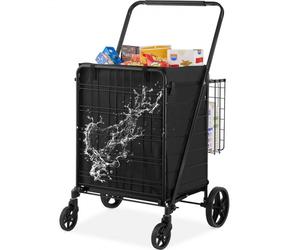 VEVOR Einkaufstrolley Einkaufswagen Klappbar 95,3 kg Belastbar, Einkaufsroller Handwagen Multifunktional 600D-Oxford-Gewebe, Shoppingtrolley Faltbar für Wäsche, Lebensmittel, Camping-Werkzeuge usw.