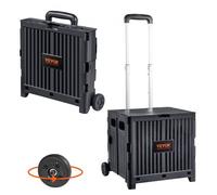 VEVOR Einkaufstrolley Klappbar 24,9kg(Dynamisch)/36,2kg(Statisch) Trolley aus PP-Korb und robusten Gummirädern Einkaufskorb Einkaufswagen Klappbox mit Rädern meistert alle Arten von Terrain