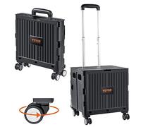 VEVOR Einkaufstrolley Klappbar 24,9kg(Dynamisch)/49,8kg(Statisch) Trolley aus PP-Korb und Gummirädern Einkaufskorb Einkaufswagen 364x310x892mm Klappbox mit Rädern meistert alle Arten von Terrain