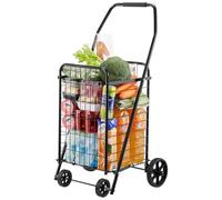 VEVOR Einkaufswagen zusammenklappbarer Einkaufstrolley mit Schwenkrädern & 40,8 kg großer Tragkraft, 39 L Einkaufsroller Wäschewagen für Wäsche Einkaufen Camping Lebensmittel Gepäck Schwarz