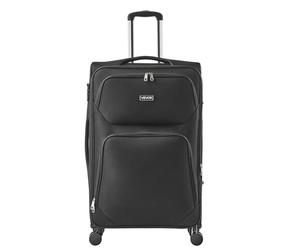 VEVOR erweiterbares Weichgepäck Reisekoffer mit Spinner-Rädern (505 x 340 x 820 mm), Stoffkoffer Handgepäck mit erweiterbarer Reißverschlusstasche & TSA-Schloss Schwarzer Handgepäckkoffer