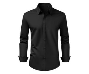 VEVOR Herrenhemd XL, Langarmhemd, knitterfrei, Freizeithemden, Bügelfrei, Businesshemden, weicher Stretch-Stoff für Business, Freizeit oder formelle Anlässe, Arbeit, Hochzeit, Abendessen, Schwarz